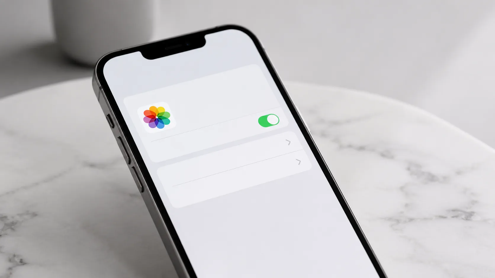 iCloud Photos toggle enabled in iPhone Settings to automatically backup iPhone photos