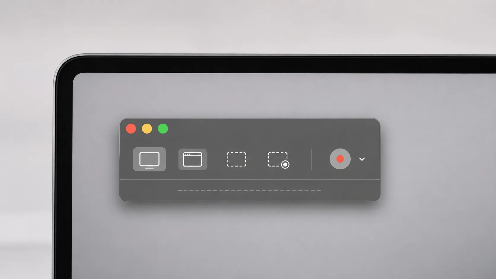 QuickTime Player New Screen Recording window open on a Mac desktop