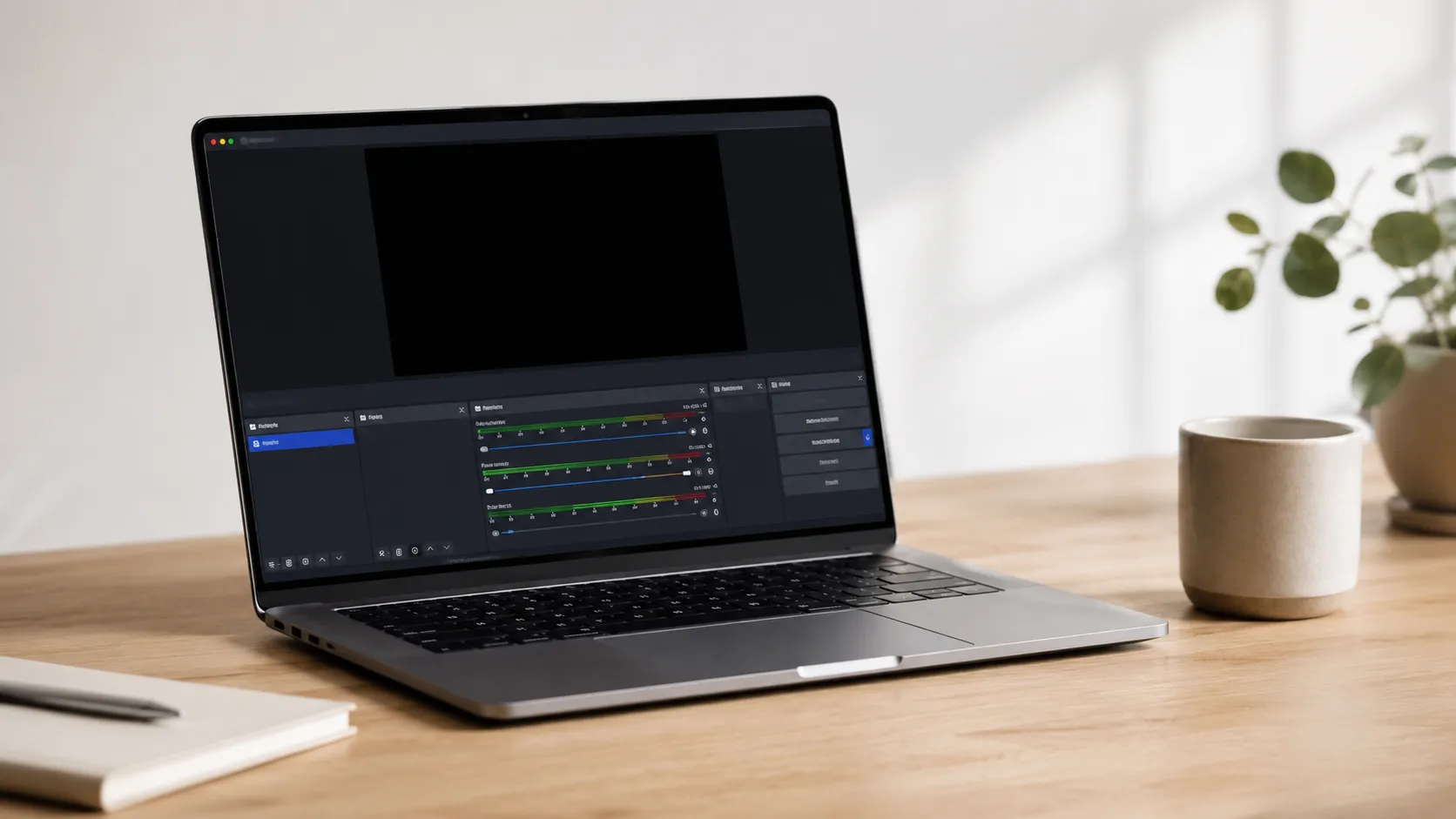 OBS Studio scene and audio mixer interface on a Mac for free screen recording