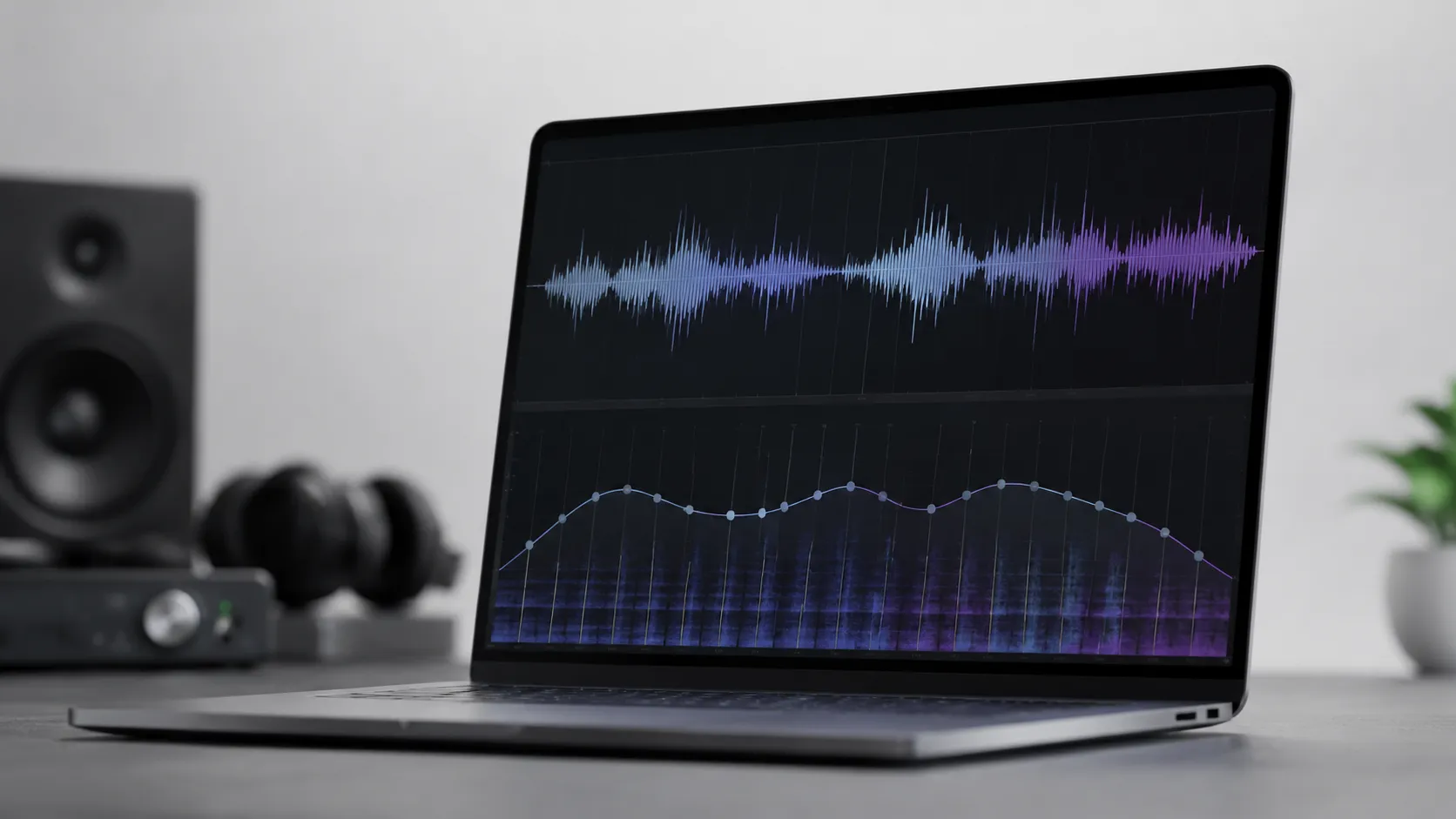 Windows laptop showing a dark equalizer interface in a popular iTunes alternative music player