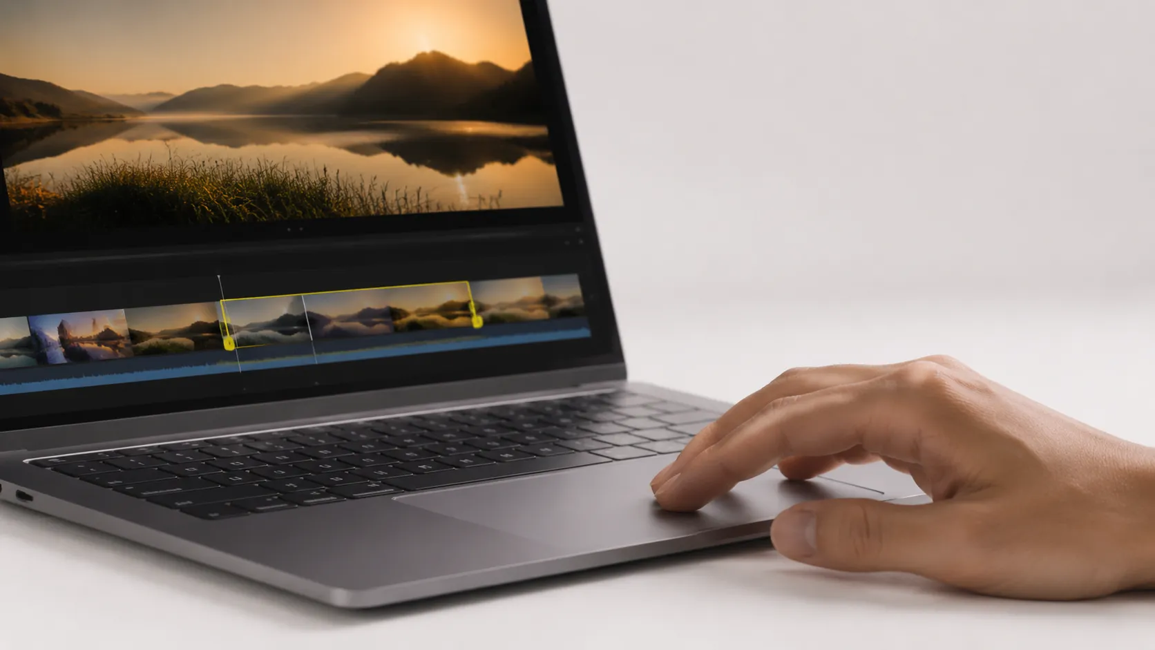 Hand trimming a video clip on MacBook Air using QuickTime Player on Mac