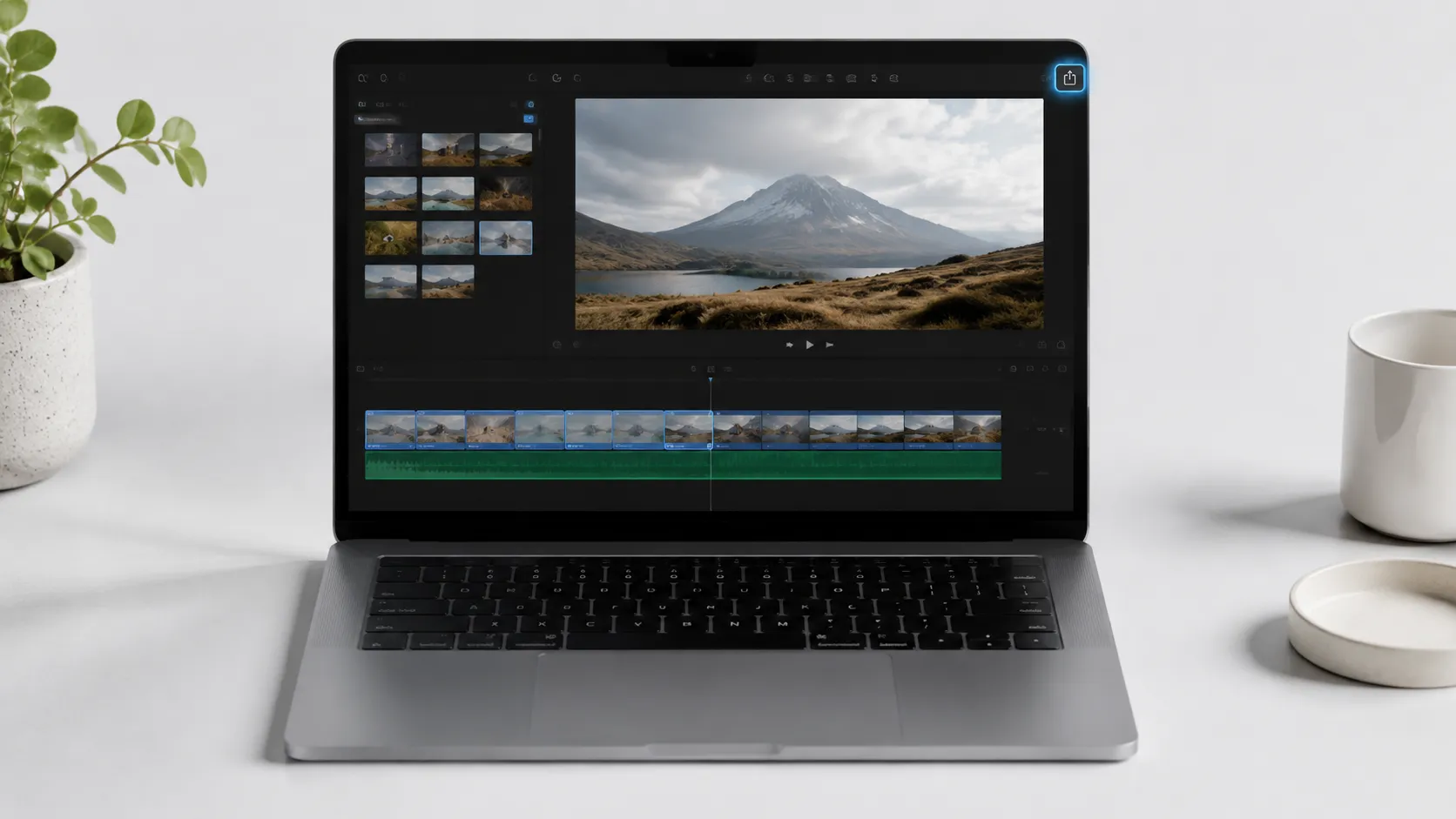iMovie Share button location on Mac for exporting an iMovie project from the timeline