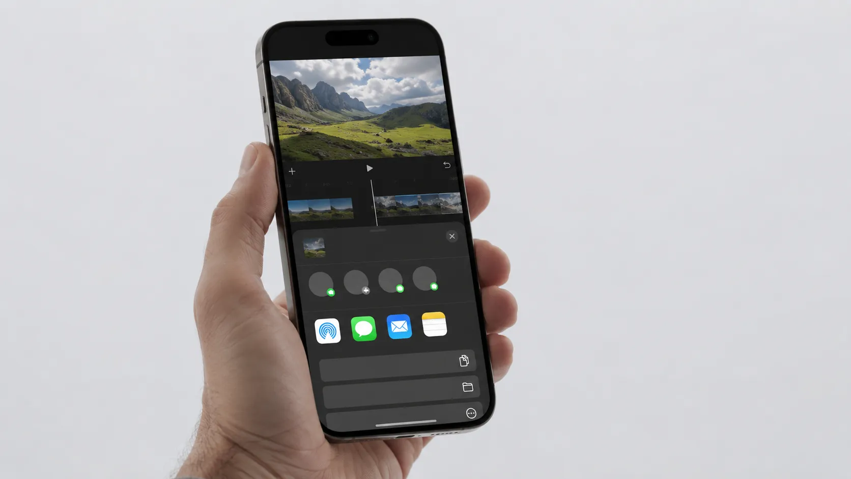 iMovie export options on iPhone showing how to save an iMovie project as a video file