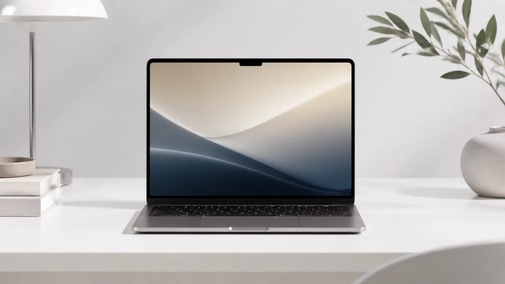 MacBook Pro with a clean macOS menu bar set up for free Mac resource monitoring