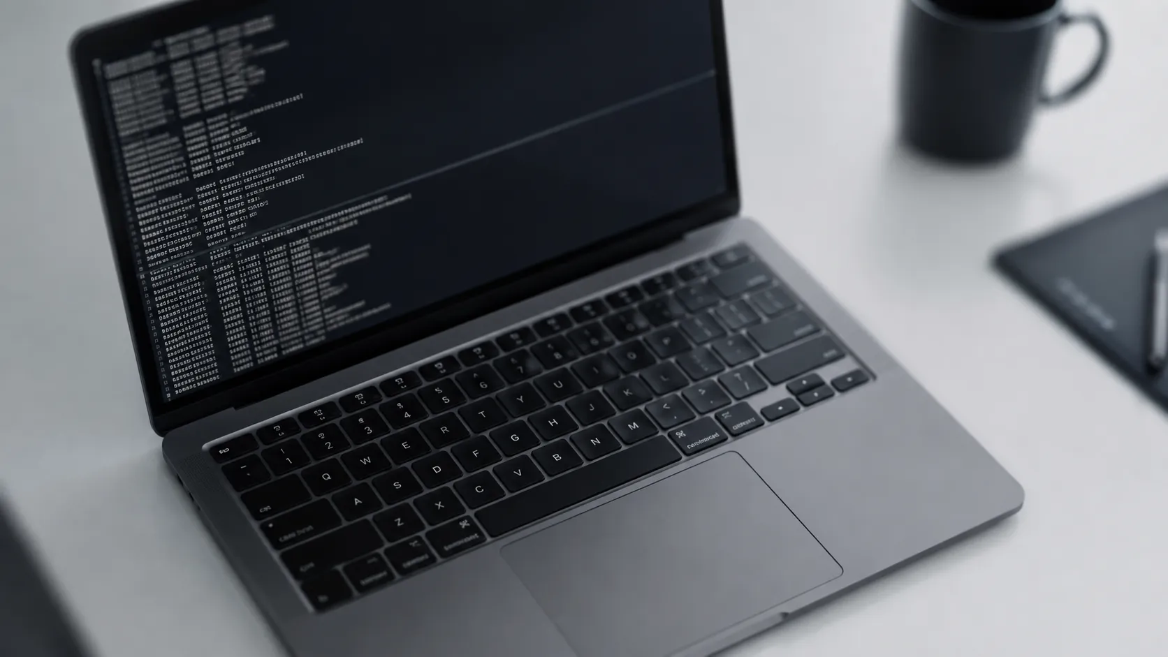 A Terminal window open on a MacBook, the starting point for the tmutil and du commands in this guide
